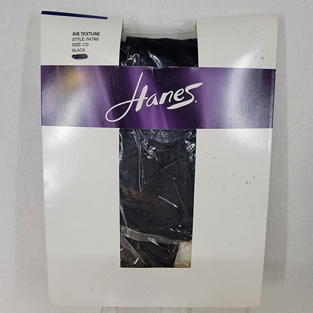 Macy's Hanes Rib Texture Panty Hose - Size CD Black NEW